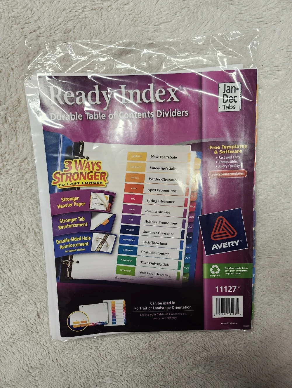 New Avery Ready Index Table of Contents Monthly Dividers, 12-Tab, for 8.5x11